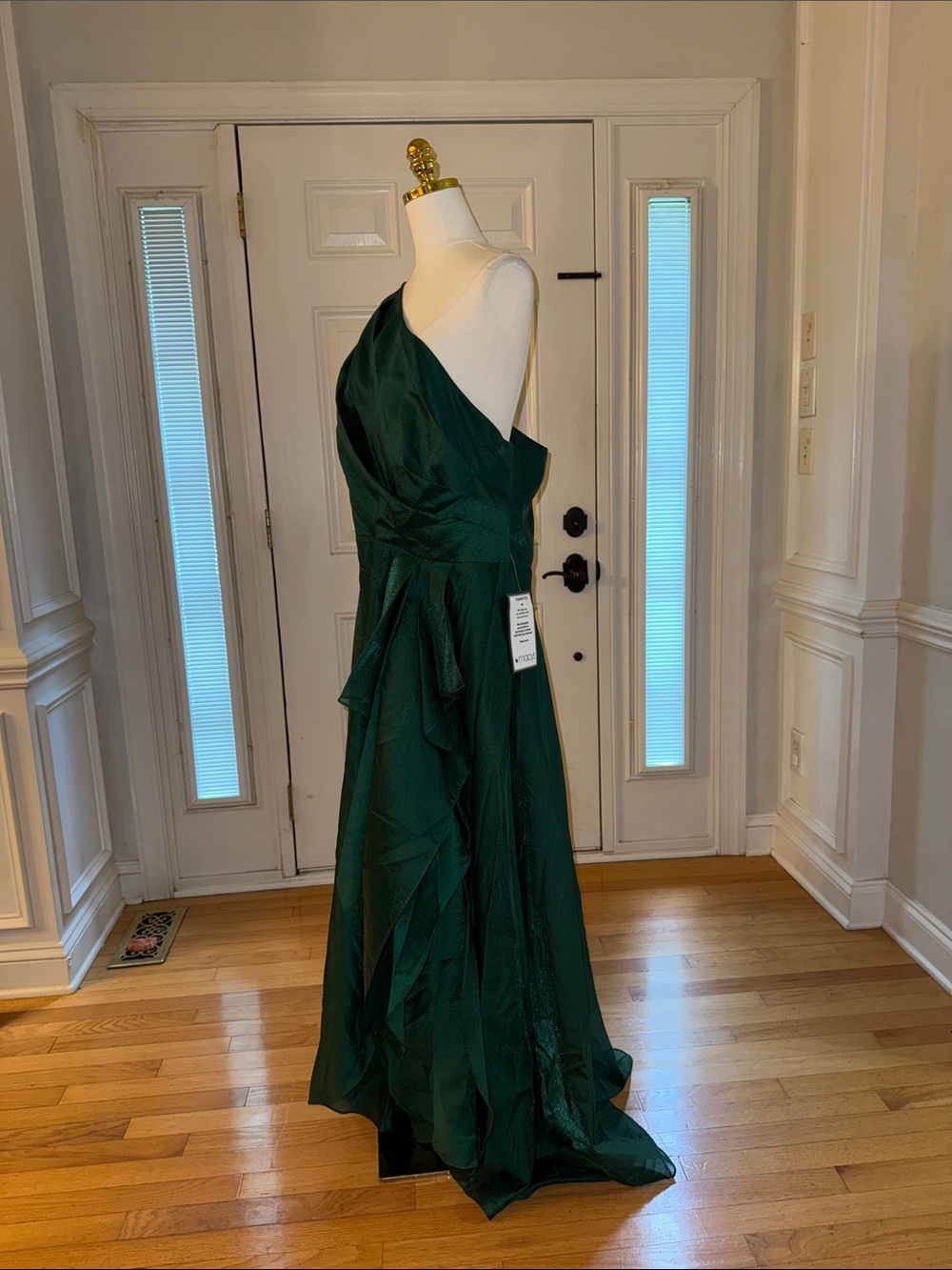 Xscape One-Shoulder Emerald Gown - Picture 3 of 5